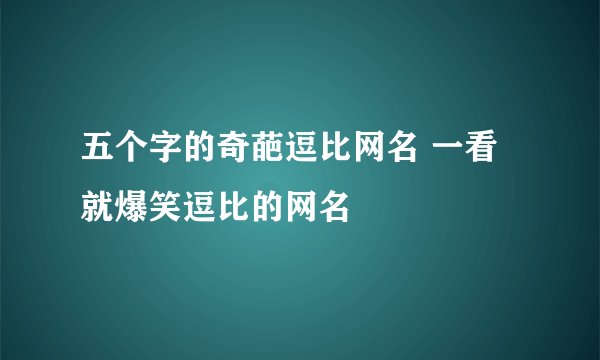 五个字的奇葩逗比网名 一看就爆笑逗比的网名