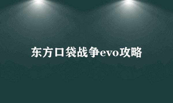 东方口袋战争evo攻略
