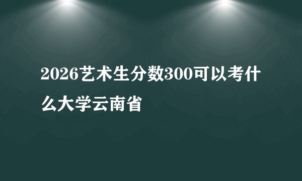 2026艺术生分数300可以考什么大学云南省