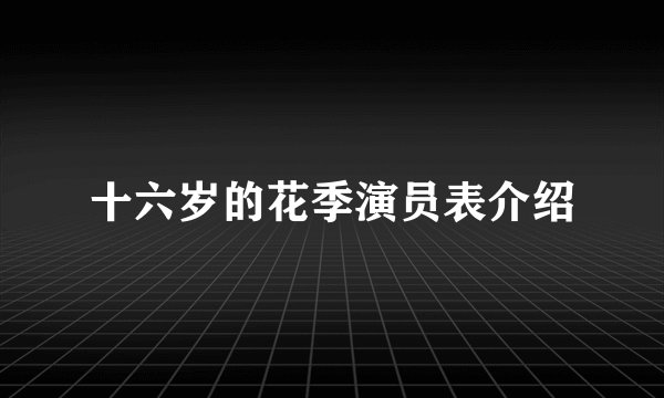 十六岁的花季演员表介绍