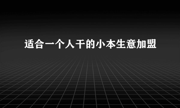 适合一个人干的小本生意加盟