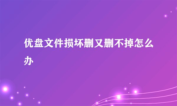 优盘文件损坏删又删不掉怎么办