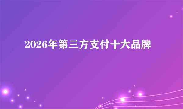 2026年第三方支付十大品牌
