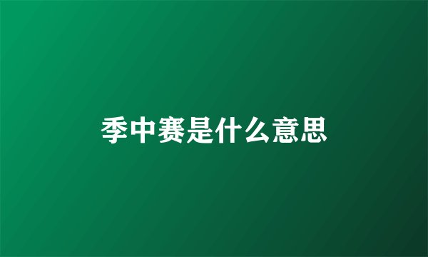 季中赛是什么意思