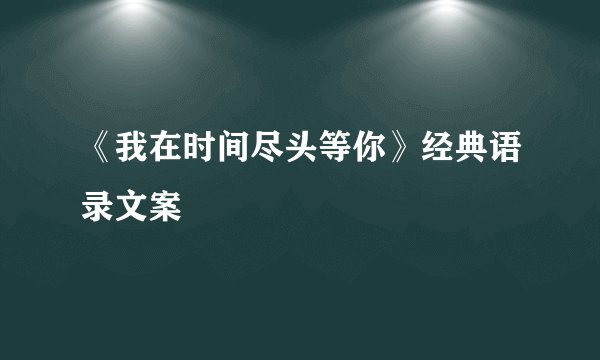 《我在时间尽头等你》经典语录文案