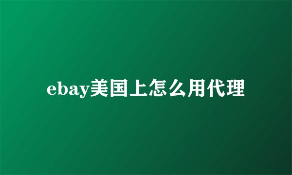 ebay美国上怎么用代理