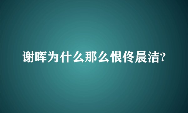 谢晖为什么那么恨佟晨洁?
