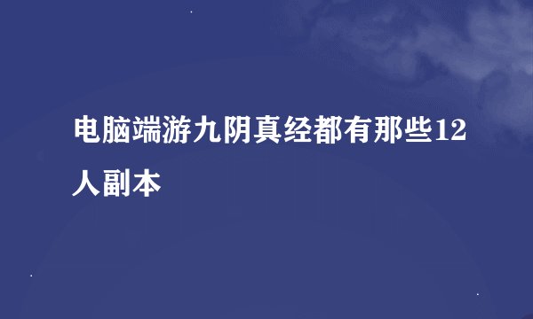 电脑端游九阴真经都有那些12人副本