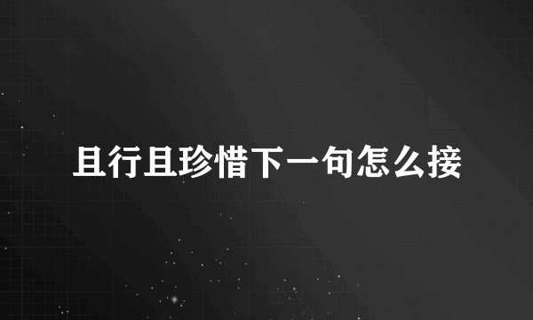 且行且珍惜下一句怎么接