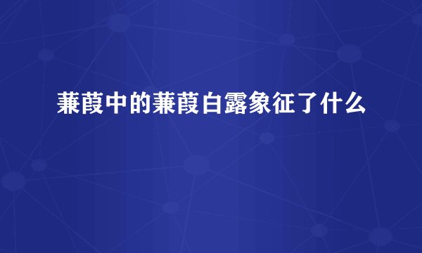 蒹葭中的蒹葭白露象征了什么