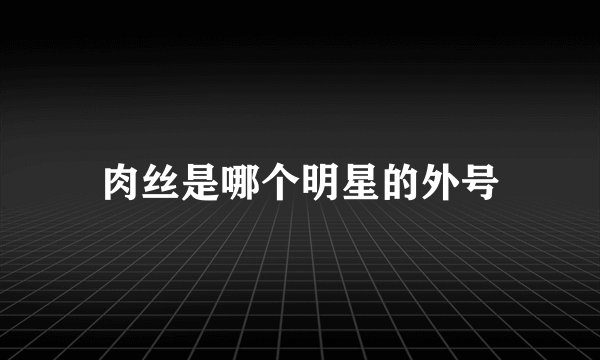 肉丝是哪个明星的外号