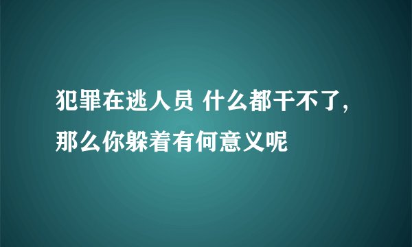犯罪在逃人员 什么都干不了,那么你躲着有何意义呢