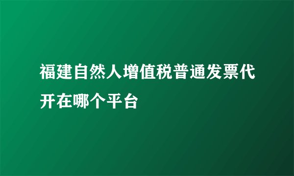 福建自然人增值税普通发票代开在哪个平台
