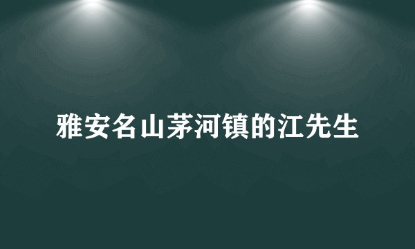 雅安名山茅河镇的江先生
