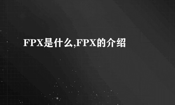 FPX是什么,FPX的介绍