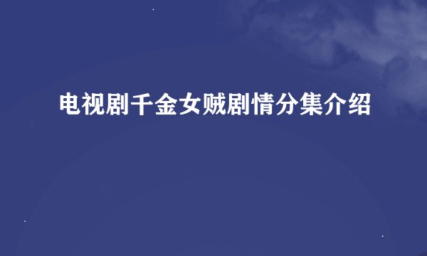 电视剧千金女贼剧情分集介绍