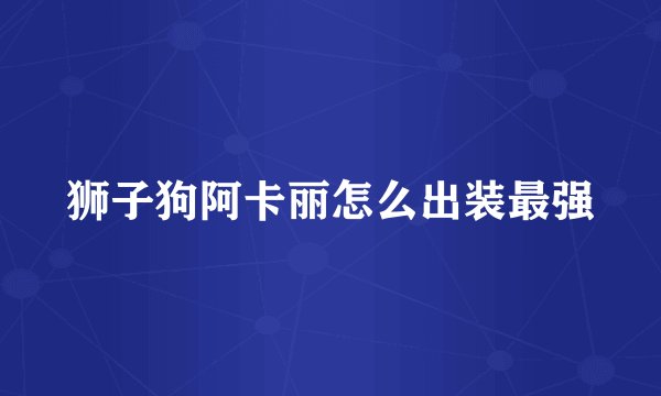 狮子狗阿卡丽怎么出装最强