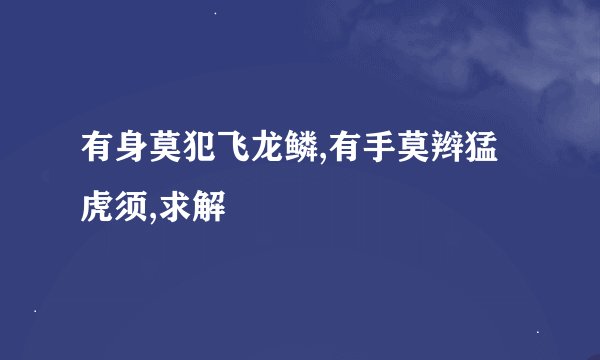 有身莫犯飞龙鳞,有手莫辫猛虎须,求解