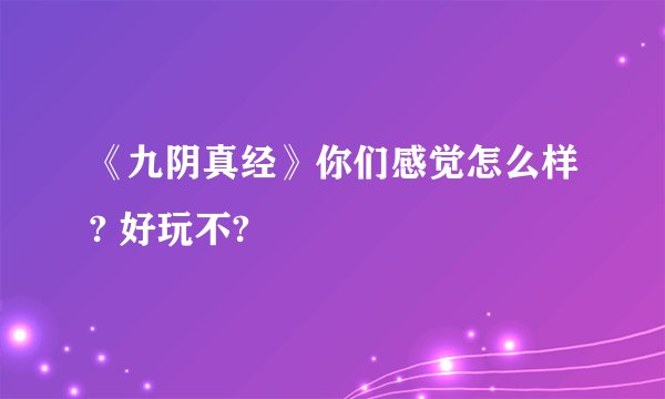 《九阴真经》你们感觉怎么样? 好玩不?