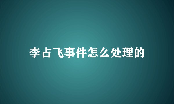 李占飞事件怎么处理的
