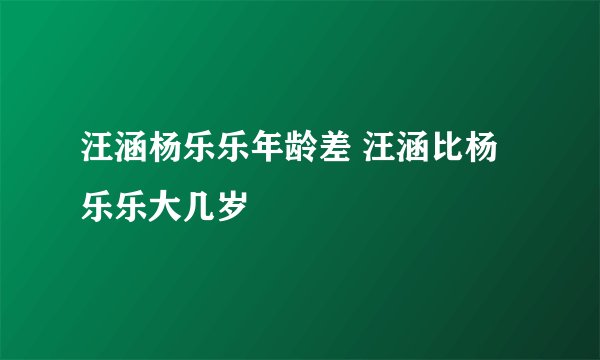 汪涵杨乐乐年龄差 汪涵比杨乐乐大几岁