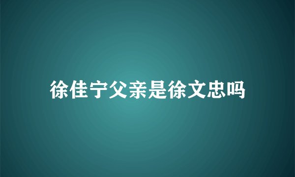 徐佳宁父亲是徐文忠吗