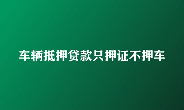 车辆抵押贷款只押证不押车