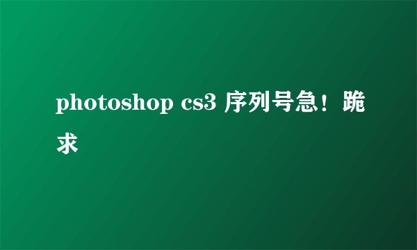 photoshop cs3 序列号急！跪求