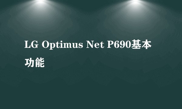LG Optimus Net P690基本功能