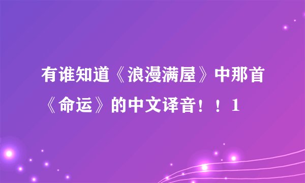 有谁知道《浪漫满屋》中那首《命运》的中文译音！！1