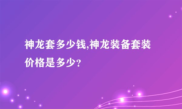 神龙套多少钱,神龙装备套装价格是多少？