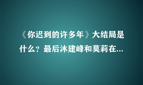 《你迟到的许多年》大结局是什么？最后沐建峰和莫莉在一起了吗？