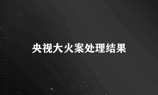 央视大火案处理结果