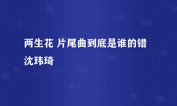 两生花 片尾曲到底是谁的错沈玮琦