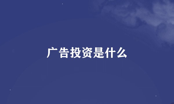 广告投资是什么