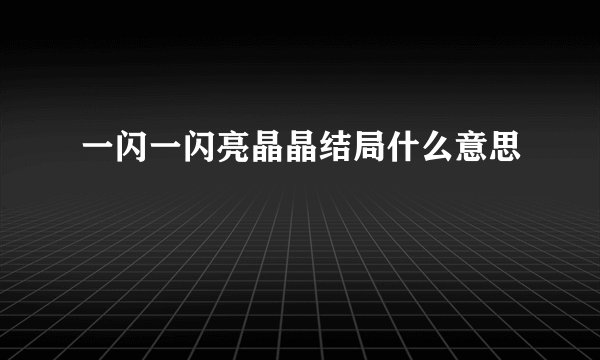 一闪一闪亮晶晶结局什么意思