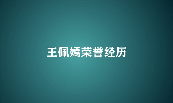 王佩嫣荣誉经历