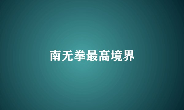 南无拳最高境界