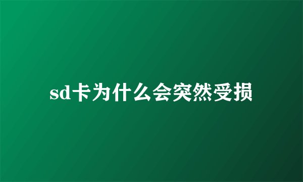 sd卡为什么会突然受损