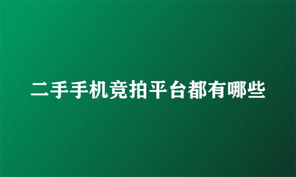 二手手机竞拍平台都有哪些