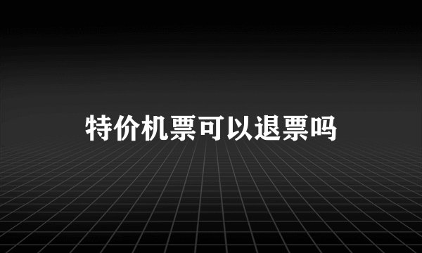 特价机票可以退票吗