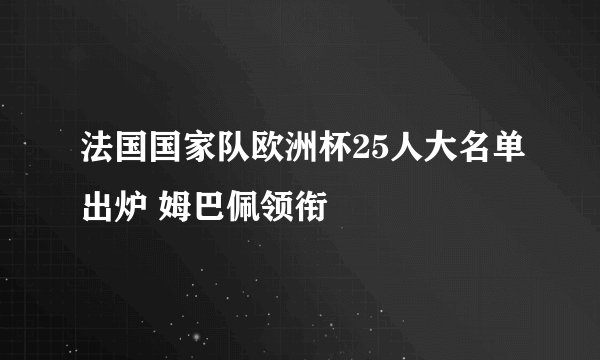 法国国家队欧洲杯25人大名单出炉 姆巴佩领衔