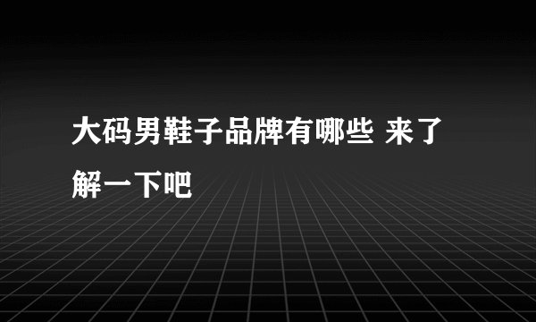 大码男鞋子品牌有哪些 来了解一下吧