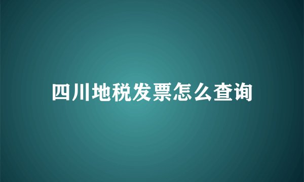 四川地税发票怎么查询