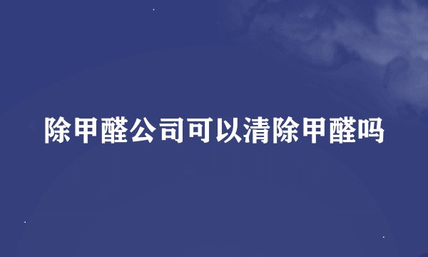 除甲醛公司可以清除甲醛吗