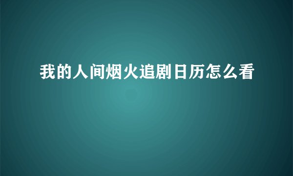 我的人间烟火追剧日历怎么看