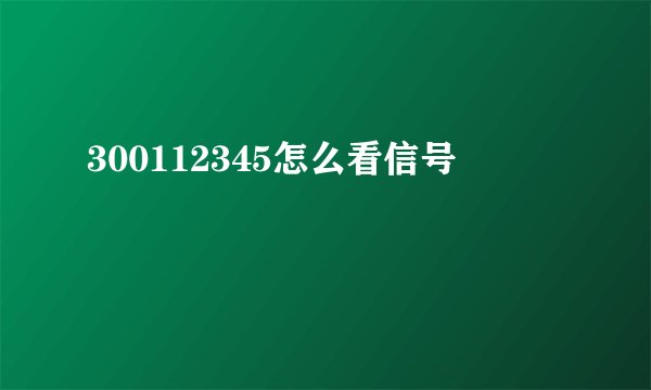 300112345怎么看信号