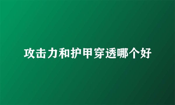 攻击力和护甲穿透哪个好