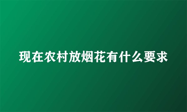 现在农村放烟花有什么要求