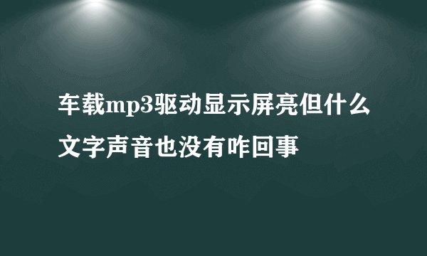 车载mp3驱动显示屏亮但什么文字声音也没有咋回事